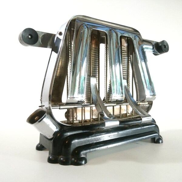 Vintage Toaster Chrome Art Deco Style Hungary Europe 1960s