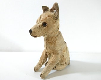 Vintage STEIFF Rattler Dog, met oormerk, Mohair, jaren 1930 Duitsland