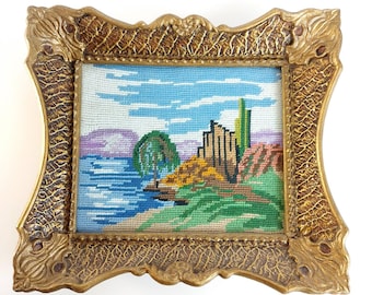 Vintage Patterned Picture Frame Gold Color, Antique Style, Glassed, Fits 10 x 8"