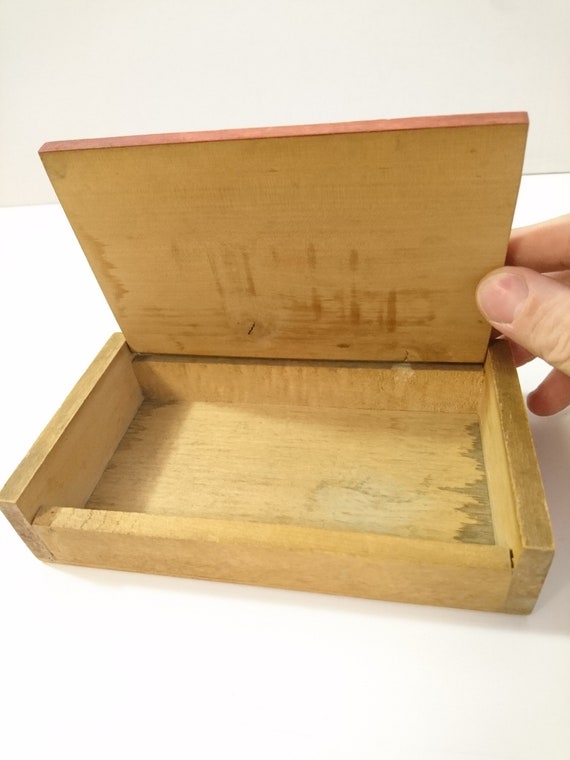 Vintage Hand Carved Wooden Trinket Box Hunter & D… - image 6