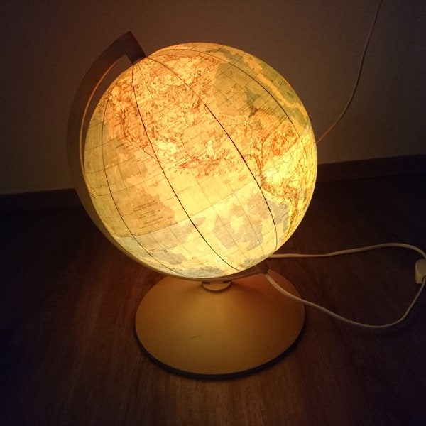 Vintage Illuminate Globe Earth Globe With Light 1980s Hungary Europe