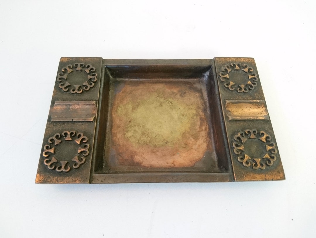 Vintage Copper Ashtray by Kopcsányi Otto Crafter Artist Mid Century