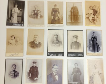 15 Antique CDV Photos German Studio Portraits Leipzig Dresden Gera c.1900