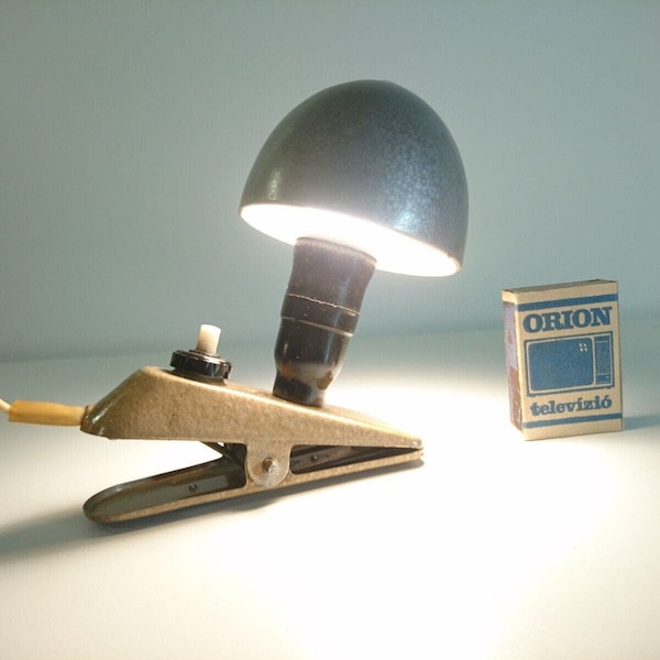 Vintage Mini Clip On Mushroom Lamp, Space Age Design, Pop Art, Hungary 1960s