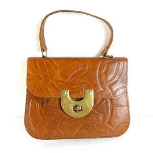 Vintage Women&#39;s Handbag, Leather, Mid Century Modern Design 1970s USSR