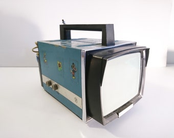 Vintage Soviet Space Age Design Mini TV Retro CRT Television, Blue, USSR 1970s - Not Working!