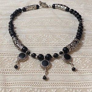 Ornate Dark Necklace - Gothic Glass Choker - Unique Handmade Jewelry