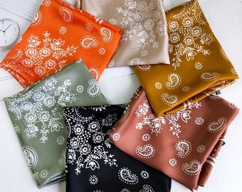 silky scarf - silk blend - paisley bandana lot