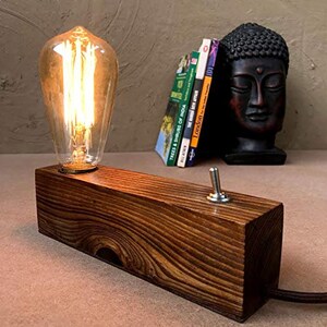 Weekend Hunters Edison Wood Walnut Table Lamp