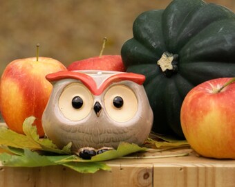 Pure 100% Beeswax Owl Container Candle - "Peebles"