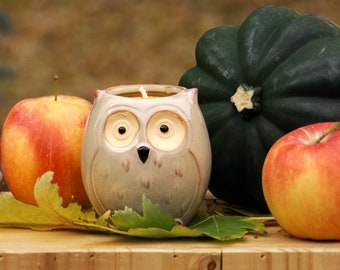 Pure 100% Beeswax Owl Container Candle - "Hoot"