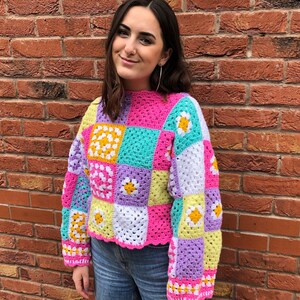 HookedByLou Pastel Patchwork Jumper Crochet Pattern Full Length & Cropped PDF image 6