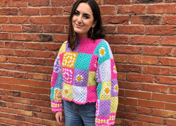 Hookedbylou Pastel Patchwork Jumper Crochet Pattern Full Length