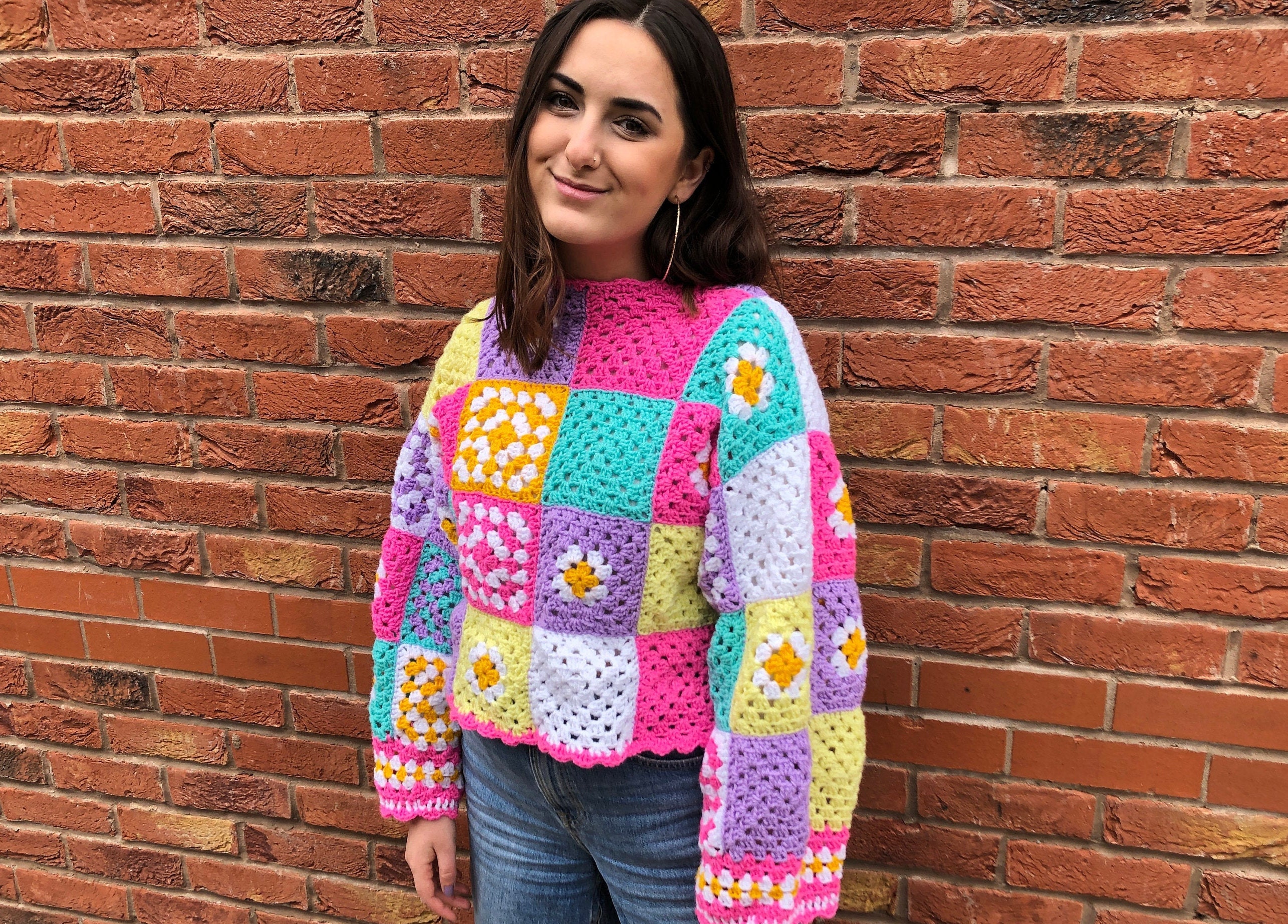 crochet patchwork jumper