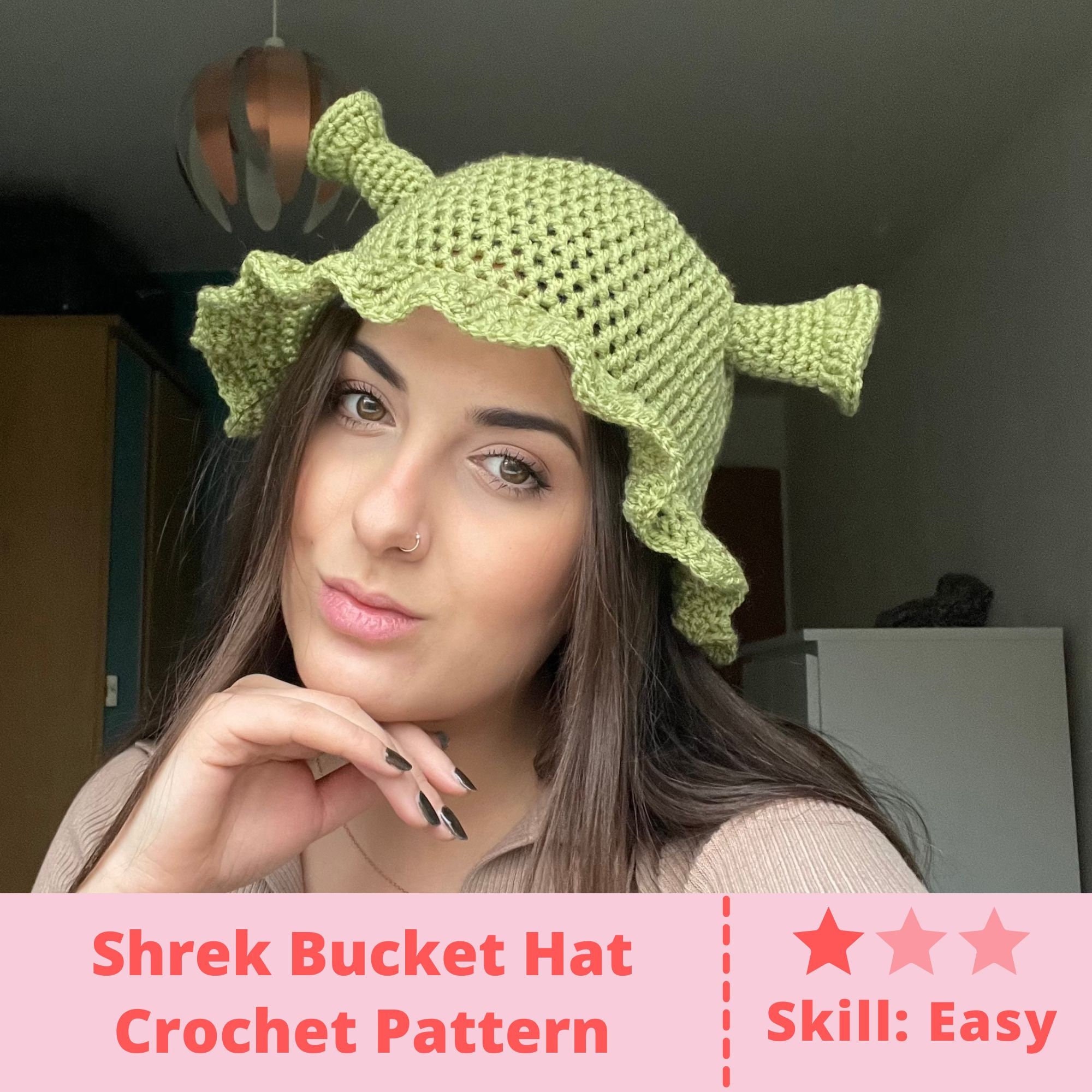 Hooked by Lou Shrek Hat Crochet Pattern PDF Download Simple