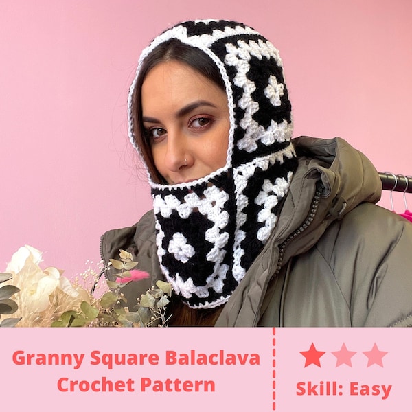 Hooked By Lou - Simple Granny Square Crochet Balaclava Easy Crochet Pattern PDF