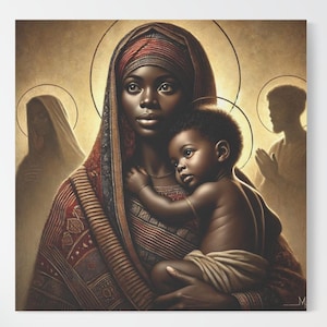 Schwarze Madonna mit Jesuskind, Schwarze Madonna Kunstdruck, Schwarzer Jesus, Schwarze Jungfrau Maria, Christliche Kunst, Christliche Geschenke, Madonna und Kind