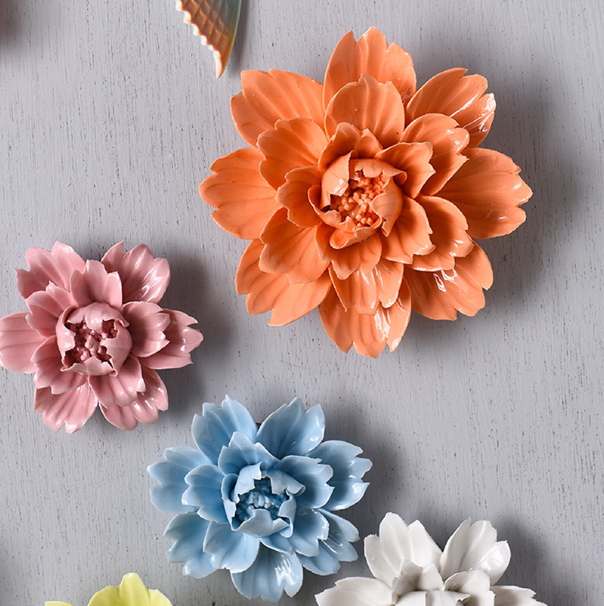 Ceramic Flowers for Wallflower Wall Decoration Bohemian Wall Etsy UK