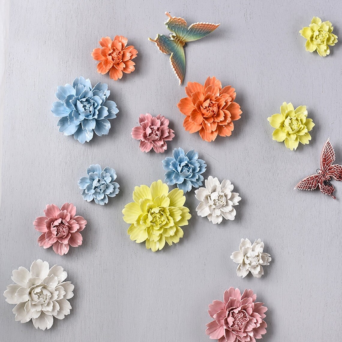 Ceramic Flowers for Wallflower Wall Decoration Bohemian Wall Etsy UK