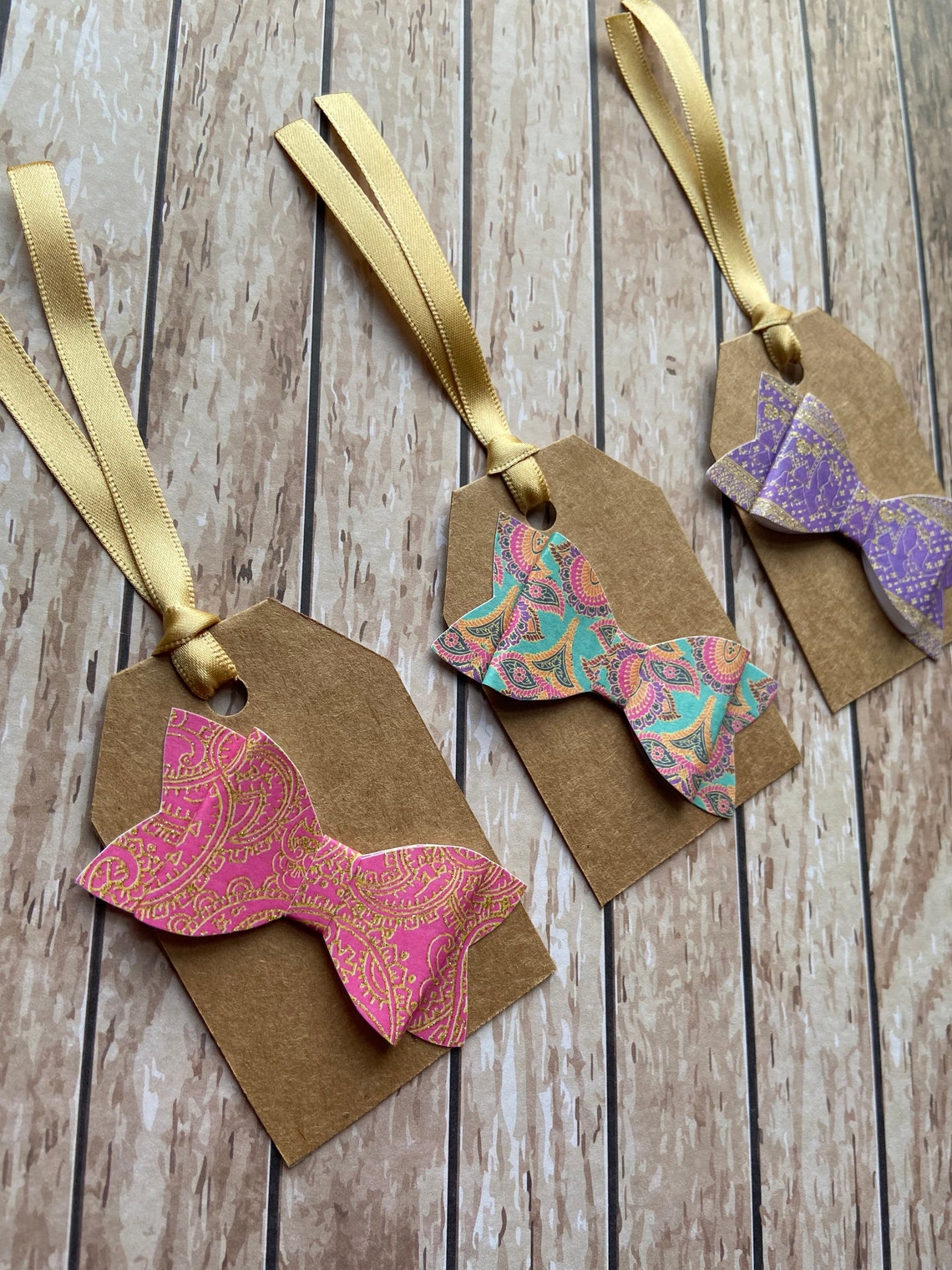 Bow gift tags various styles any occasion handmade bright | Etsy