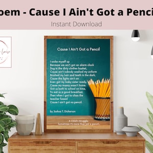 Gedicht: Weil ich keinen Stift habe | Wand Kunstdruck | Digitaler Download | Klassenzimmer Dekor Poster | Printable für Lehrer
