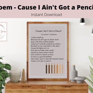 Gedicht: Weil ich keinen Stift habe | Wand Kunstdruck | Digitaler Download | Klassenzimmer Dekor Poster | Printable für Lehrer