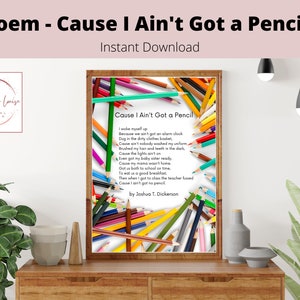 Gedicht: Weil ich keinen Stift habe | Wand Kunstdruck | Digitaler Download | Klassenzimmer Dekor Poster | Printable für Lehrer