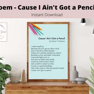 Gedicht: Weil ich keinen Stift habe | Wand Kunstdruck | Digitaler Download | Klassenzimmer Dekor Poster | Printable für Lehrer
