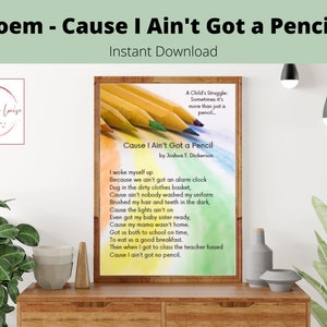 Gedicht: Weil ich keinen Bleistift habe | Wand Kunst Druck | Digitaler Download | Poster für das Klassenzimmer | Druckbar für Lehrer