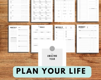 Printable Planner - Minimalistic - Monotone - Printable A5 Monthly Planner, Printable A5 Daily Planner, Printable Life Planner