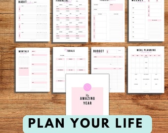 Printable Planner -PINK - Minimalistic - Printable A5 Monthly Planner, Printable A5 Daily Planner, Printable Life Planner