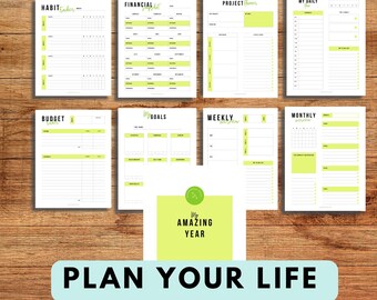 Printable Planner -GREEN - Minimalistic - Printable A5 Monthly Planner, Printable A5 Daily Planner, Printable Life Planner