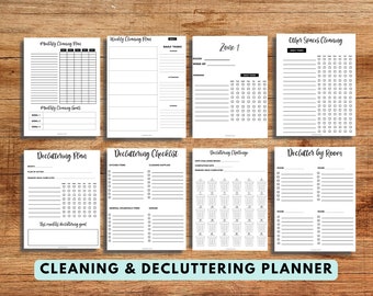 Printable Decluttering & Cleaning Planner - Clean by Zone, Declutter by Room, Fly Lady Method Cleaning Schedule, A5 Planner Pages
