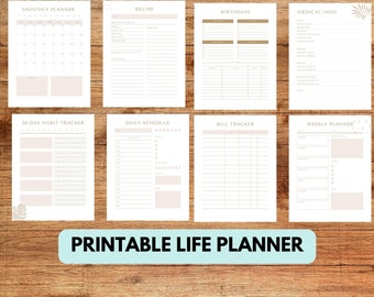 Printable Planner, Printable Daily, Weekly Planner in Gold, Printable A5 Monthly Planner, Printable A5 Daily Planner, Printable Life Planner