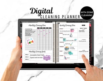 Digital Cleaning Planner, Decluttering Planner with Cleaning Stickers