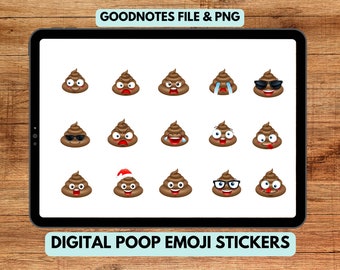 Cute Poop Emoji Digital Planner Stickers For Goodnotes- Digital Stickers - Pre-cropped Goodnotes File & Transparent PNG Files