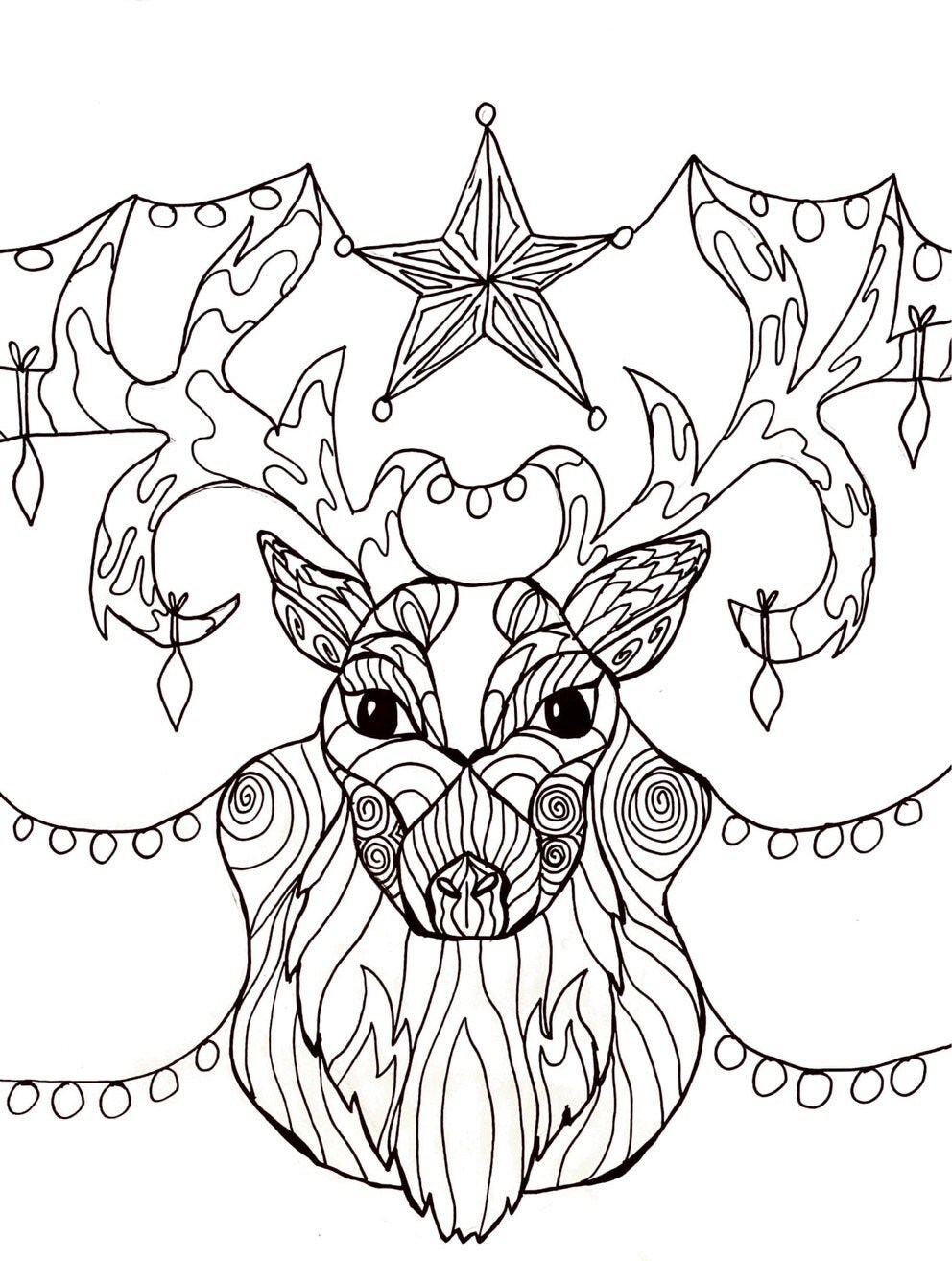 Page de coloriage de cerfs de Noël - Etsy France