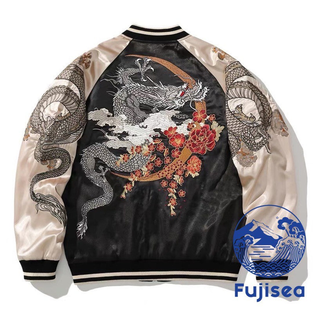 JKT132 Fujisea Dragon and Moon Sukajan Jacket for Unisex - Etsy