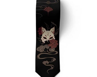 Fuji Sea Kitsune Neck Tie [Black]