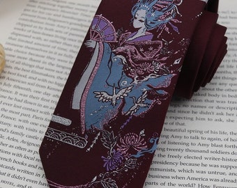 FujiSea Kyoto Oiran Geisha Neck Tie [Maroon Red]