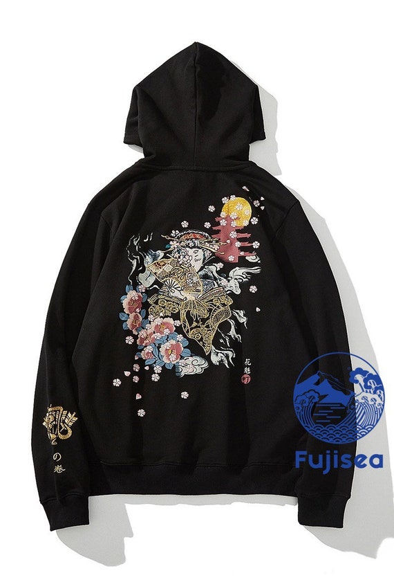 Fuji Sea Kyoto Oiran Geisha Embroidered Hoodie for Unisex - Etsy Australia