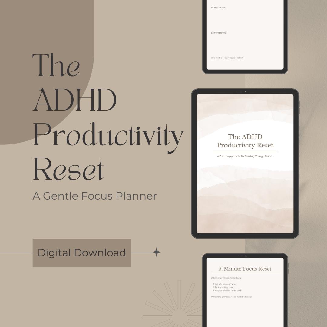 ADHD Productivity Planner PDF | Gentle Focus System | Overwhelm Reset ...