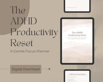 ADHD Productivity Planner PDF | Gentle Focus System | Overwhelm Reset | Printable & Digital Planner