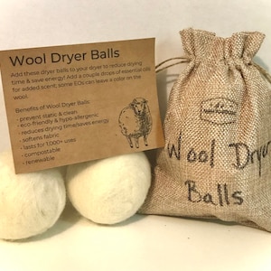 100% Wool Dryer Balls; 2 Pack; Handfelted; Eco-friendly Energy-Efficient & Compostable; Freshen Laundry; Reduce Static Naturally