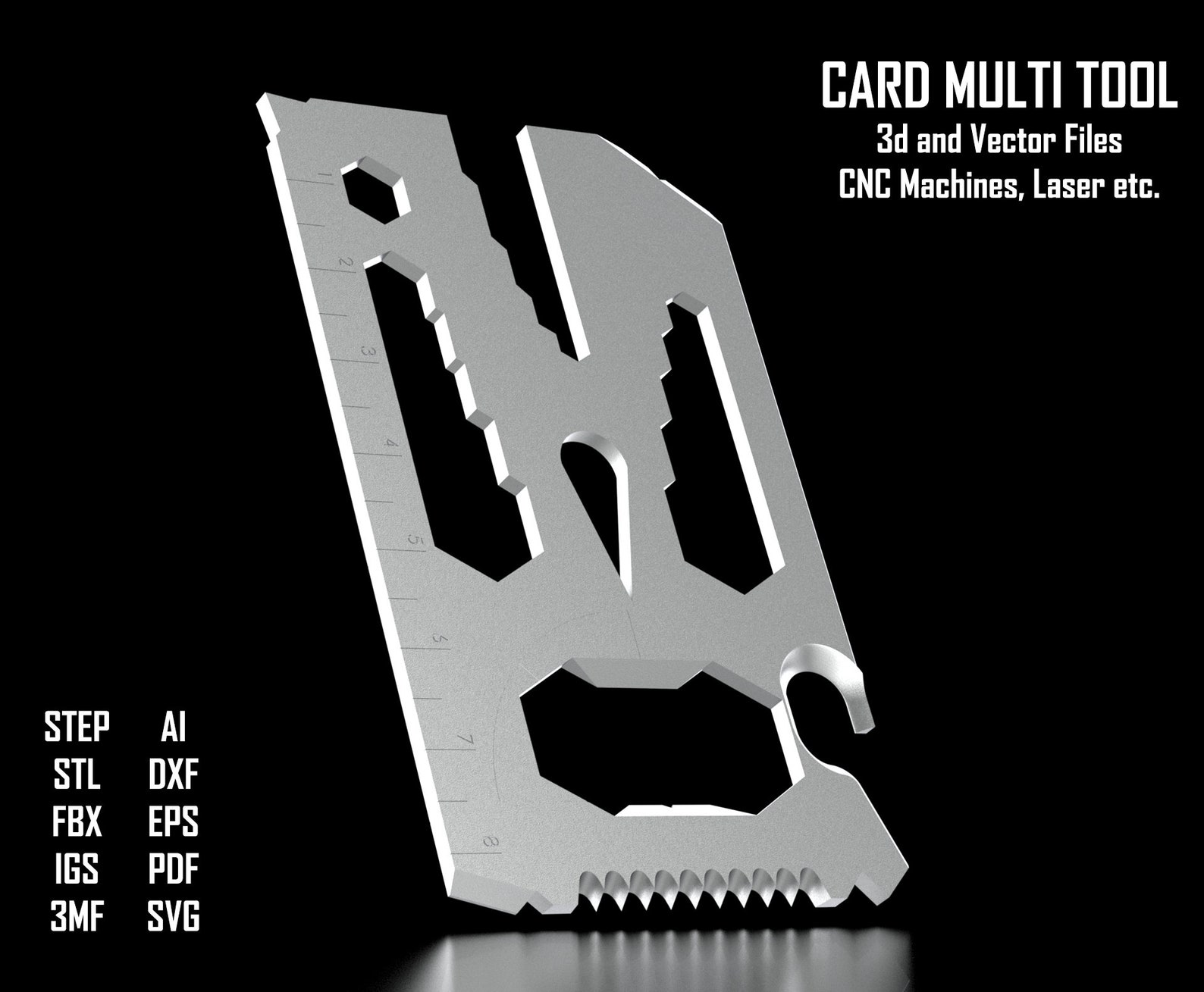Card Multi Tool 3D CAD Files Stl Step 3mf Fbx Ai Dxf Eps Pdf Etsy