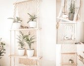 Multi tier plant stand, macrame shell plant shelf, macrame wall hanging shelf, hanging shelf for plants, hanging plant shelves, shelves