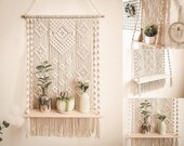 Multi tier plant stand, macrame shell plant shelf, macrame wall hanging shelf, hanging shelf for plants, hanging plant shelves, shelves