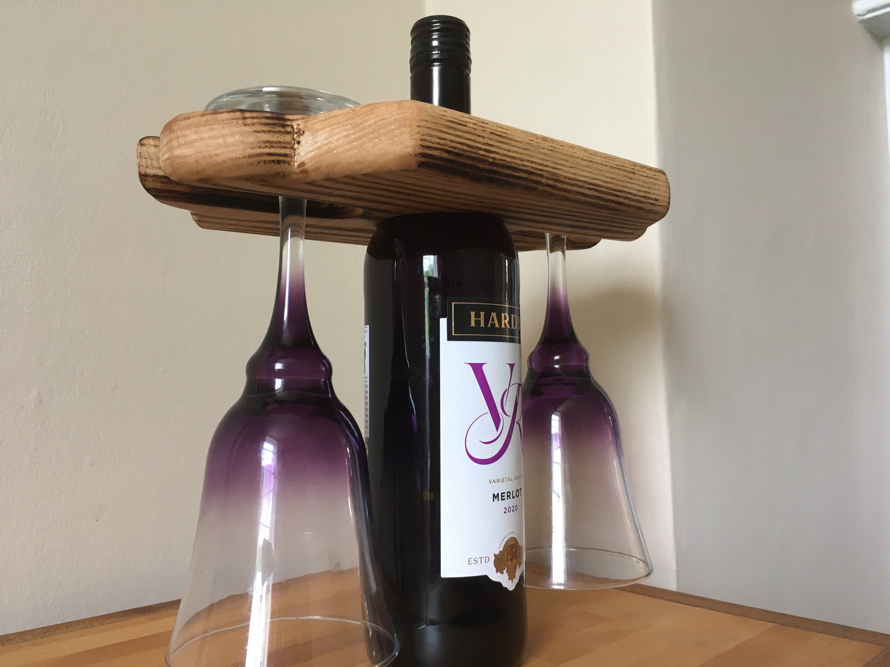 Glass holder wine bottle stand Etsy