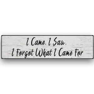I came I saw I forgot what I came for -  sign with custom wood style background -Metal Sign 4&quot;x18&quot; or 3&quot;x12&quot; or 2&quot;x8&quot; Indoor/outdoor