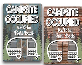 Campsite Occupied Garden Flag – Cute Cartoon Camper RV Decor, 12"x18"